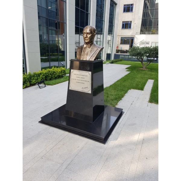 Atatürk Büstü Mermer Siyah Granit Kaide